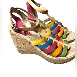 Korks by Kork-Ease rainbow strappy wedge sandals